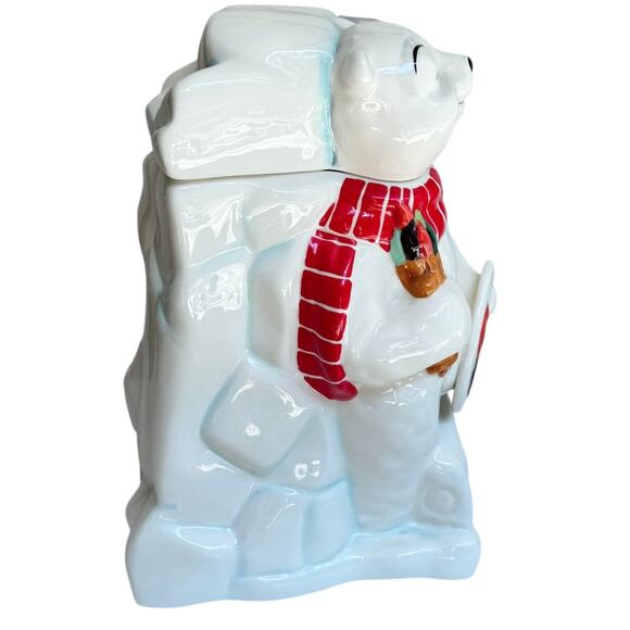 Coca Cola POLAR BEAR COOKIE JAR Work Of Art Gibson 2000 Coke Bottle Canister Lid - Picture 4 of 10